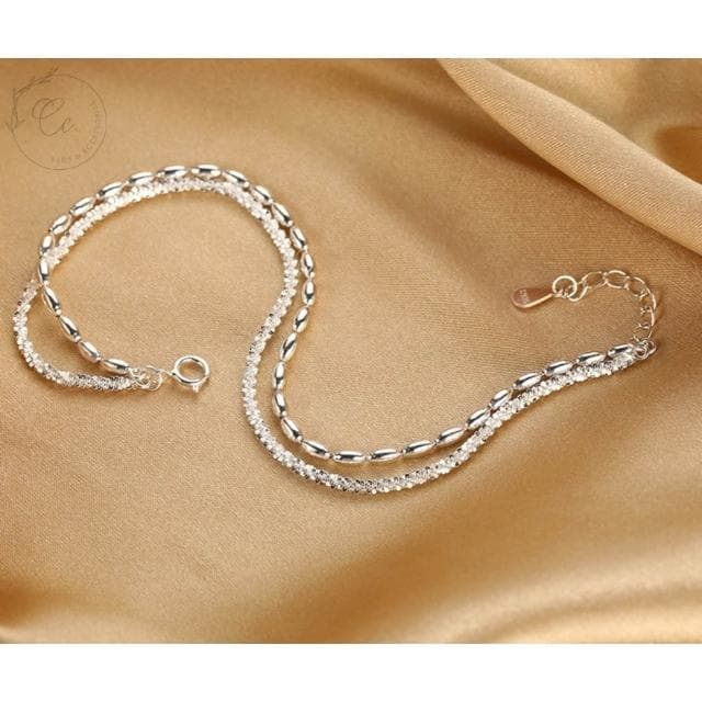 希西小包商 Clacci 925純銀 米粒雙層手鍊 雙層手鍊純銀手鍊韓系簡約氣質情人節禮物生日禮物 C166
