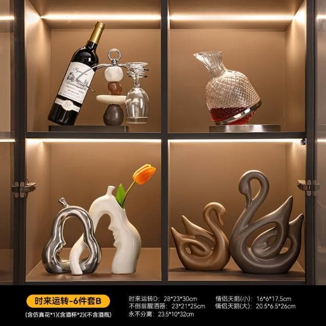 免運 時來運轉紅酒架/酒櫃擺件/家居客廳餐邊櫃杯架/電視櫃紅酒托/喬遷禮品