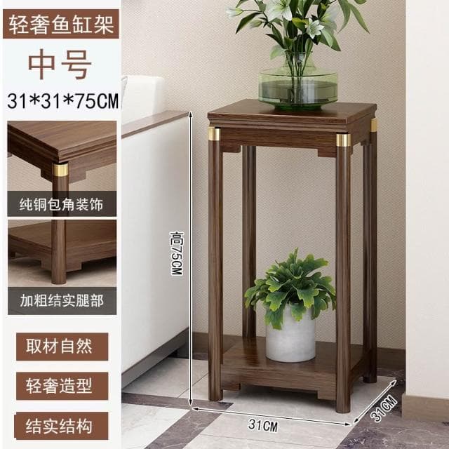 輕奢中式竹制花台加寬魚缸架花架家用客廳盆栽置物架陽臺植物架