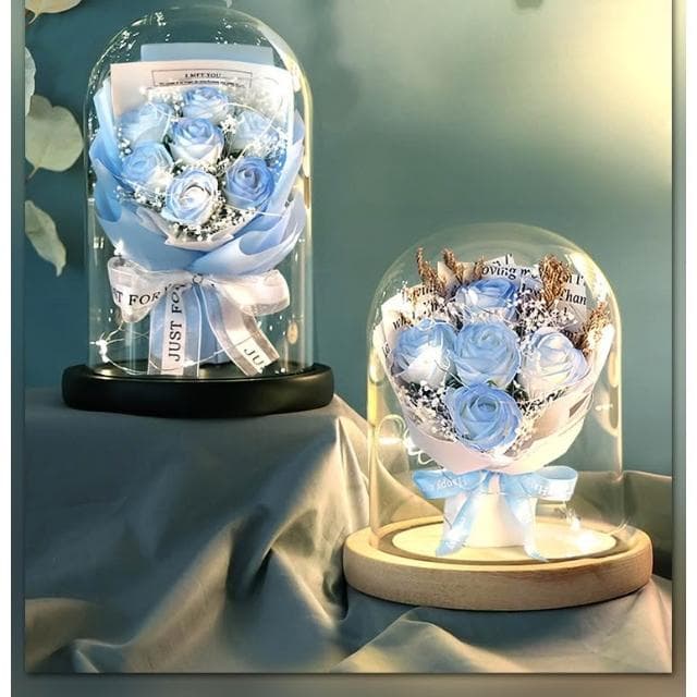 香皂花玻璃罩 創意永生花禮物 不凋花盅 公仔防塵罩 香皂花 乾燥花 夜燈 真花 情人節 母親節 女友生日畢業