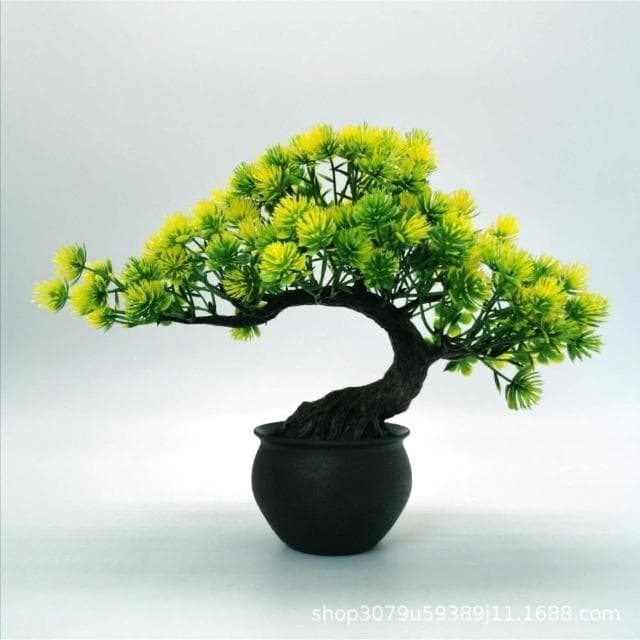 臺灣熱銷 仿真植物 迎客松假花盆栽 辦公室綠植假樹 假花卉 人造植物 樹綠植盆景