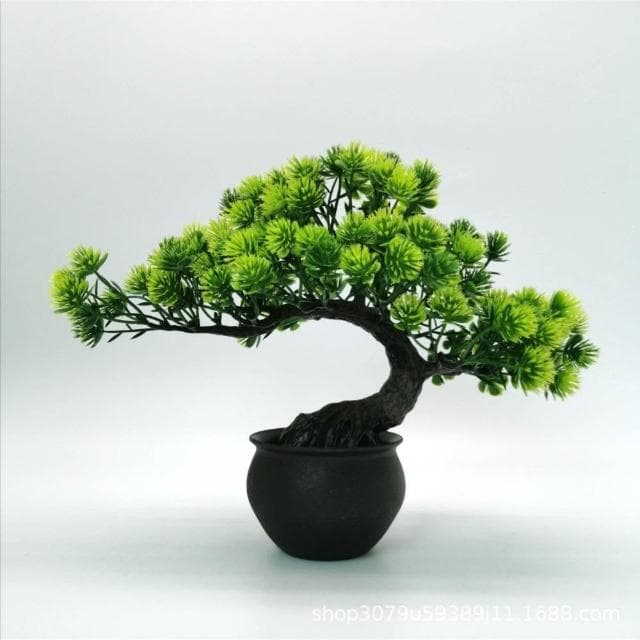 臺灣熱銷 仿真植物 迎客松假花盆栽 辦公室綠植假樹 假花卉 人造植物 樹綠植盆景