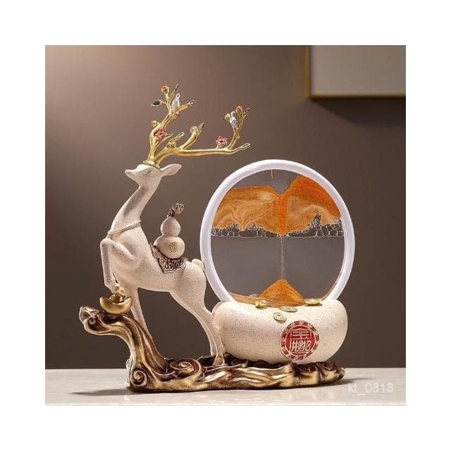 水晶樹流沙畫 黃水晶 發財樹 元寶鹿 招財擺飾 入厝禮物 客廳擺飾 喬遷禮品 玄關擺件 居傢裝飾 交換禮物