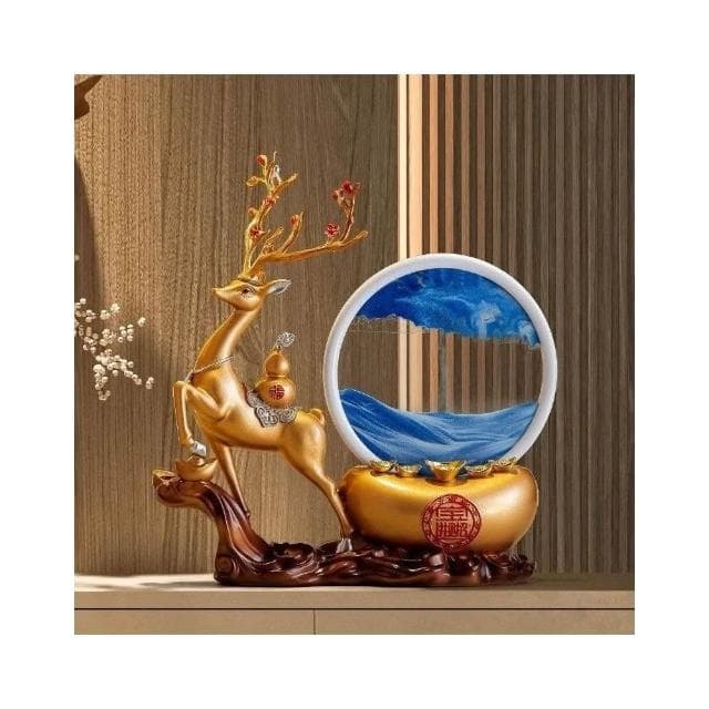 水晶樹流沙畫 黃水晶 發財樹 元寶鹿 招財擺飾 入厝禮物 客廳擺飾 喬遷禮品 玄關擺件 居傢裝飾 交換禮物