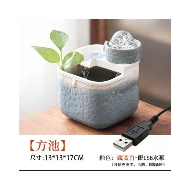 流水擺件 循環風水球 辦公室桌面擺件 開業喬遷禮物 時來運轉 療癒小物 辦公室風水陶瓷擺件 陶瓷噴泉流水罐