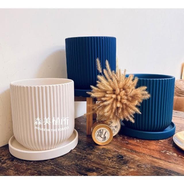 陶盆 簡約線條盆 北歐INS風 觀葉植物 水泥盆 盆器 盆栽