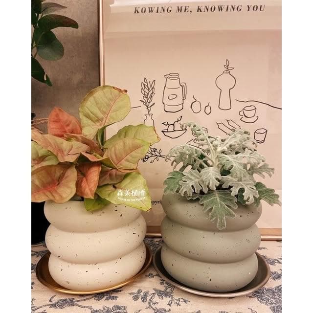 陶盆 米其林甜甜圈噴點盆 觀葉植物 水泥盆 盆器 盆栽 陶器 植栽 簡約盆 多肉盆