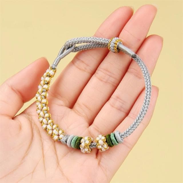 🎗飾間首飾鋪 鈴蘭花編織手繩首飾黃金轉運珠手工半成品情侶手鍊飾品紅繩