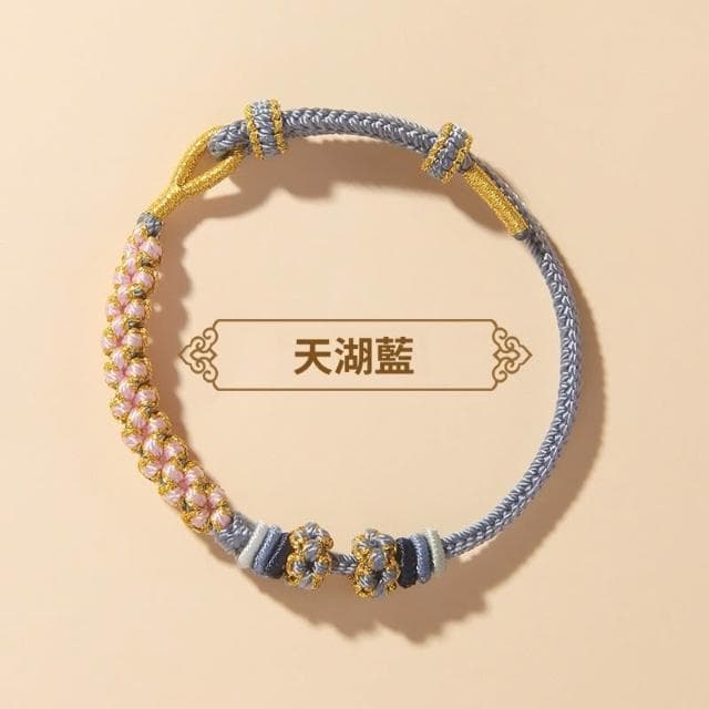 🎗飾間首飾鋪 鈴蘭花編織手繩首飾黃金轉運珠手工半成品情侶手鍊飾品紅繩