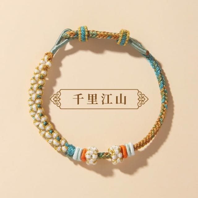 🎗飾間首飾鋪 鈴蘭花編織手繩首飾黃金轉運珠手工半成品情侶手鍊飾品紅繩