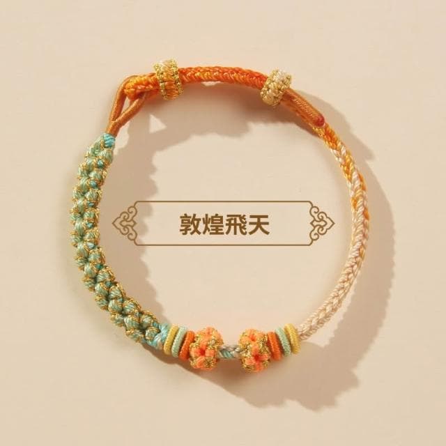 🎗飾間首飾鋪 鈴蘭花編織手繩首飾黃金轉運珠手工半成品情侶手鍊飾品紅繩