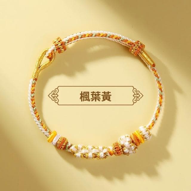 🎗飾間首飾鋪 鈴蘭花編織手繩首飾黃金轉運珠手工半成品情侶手鍊飾品紅繩