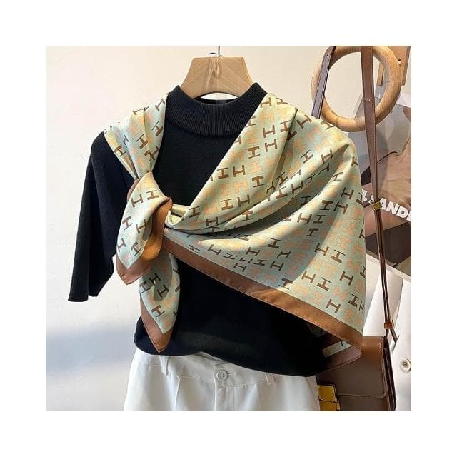 梵花 氣質藏青米色紅色順滑絲巾大方巾90cm百搭方巾披肩春秋新款圍巾