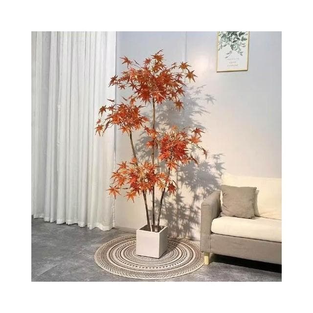 ✨可開發票✨ins仿真紅綠植楓樹盆栽北歐現代輕奢客廳房間網紅室內落地假樹 假植物落地擺件居傢裝飾 仿真植物 人造植物