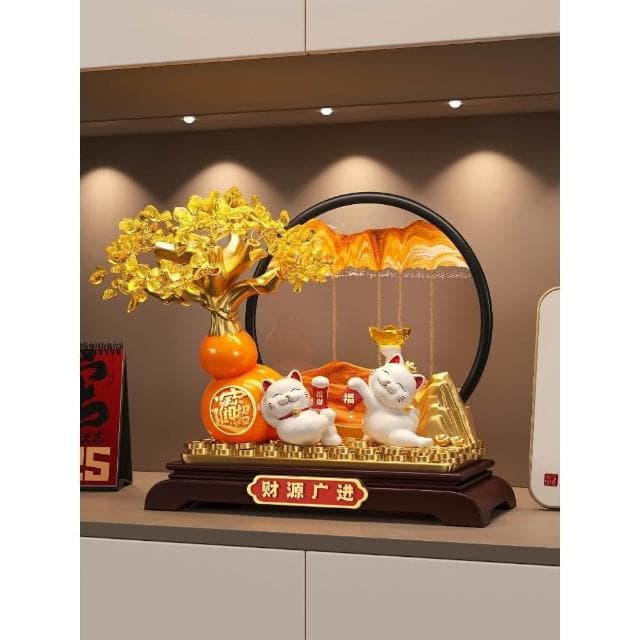 發財樹流沙畫招財貓擺件開業禮物辦公室店鋪前臺裝飾喬遷新居禮物