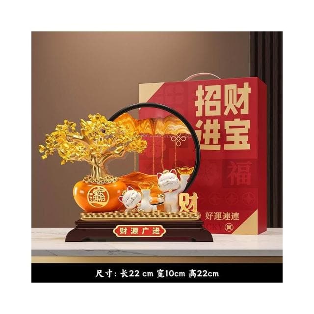 發財樹流沙畫招財貓擺件開業禮物辦公室店鋪前臺裝飾喬遷新居禮物