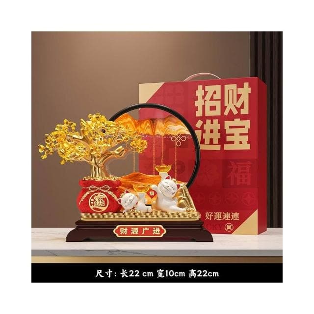 發財樹流沙畫招財貓擺件開業禮物辦公室店鋪前臺裝飾喬遷新居禮物