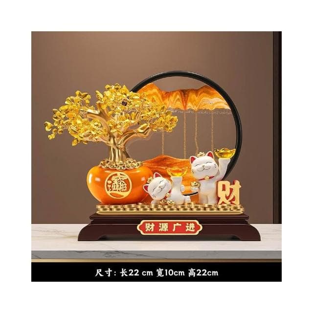 發財樹流沙畫招財貓擺件開業禮物辦公室店鋪前臺裝飾喬遷新居禮物