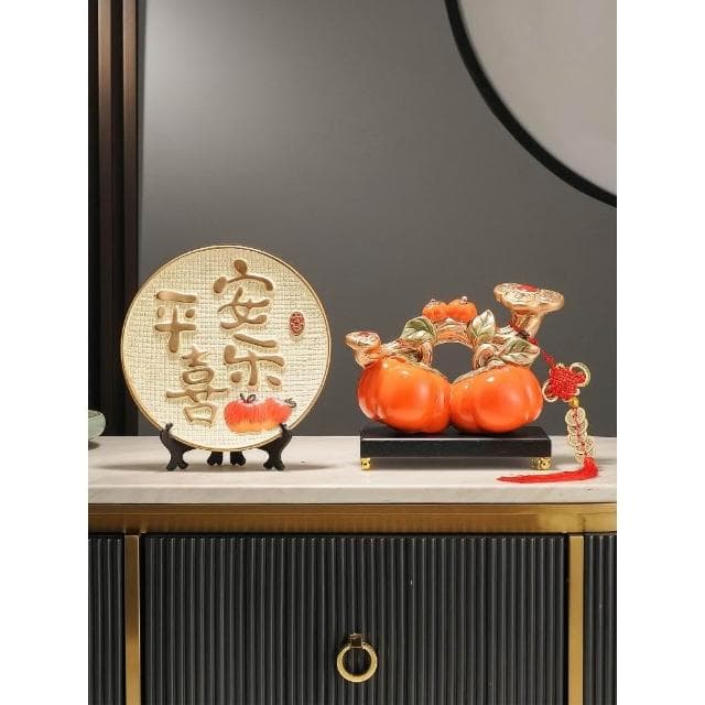 柿柿如意柿子擺件入宅喬遷新居之喜禮物客廳玄關酒櫃電視櫃裝飾品