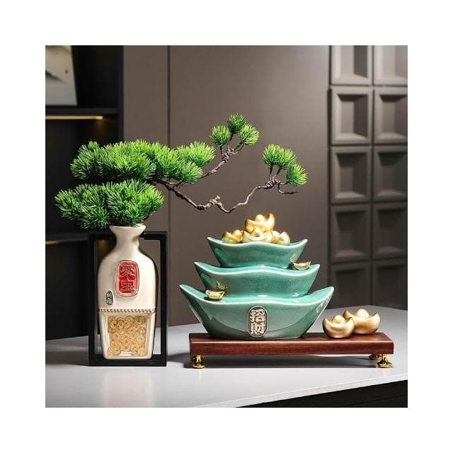 招財聚寶盆擺件新中式家居客廳辦公室博古架高檔裝飾品喬遷禮物