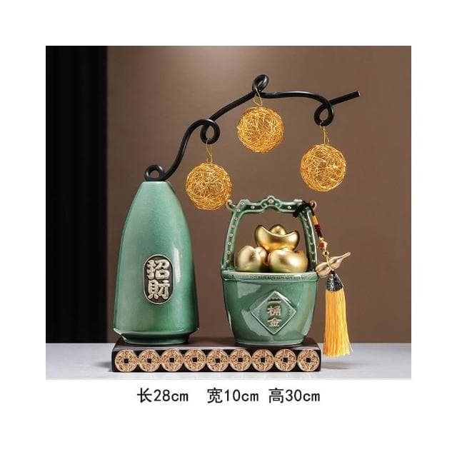 招財聚寶盆擺件新中式家居客廳辦公室博古架高檔裝飾品喬遷禮物