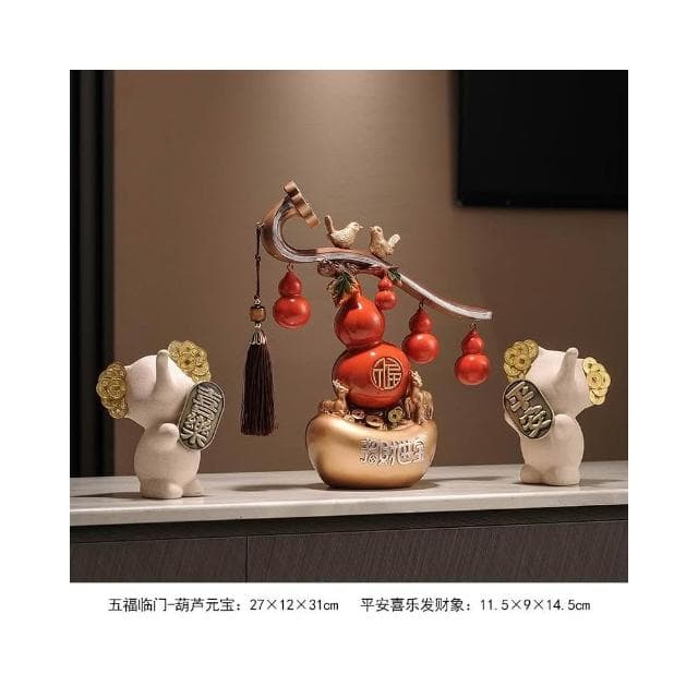五福臨門葫蘆招財擺件玄關客廳新中式搬家禮物喬遷之喜新居禮品