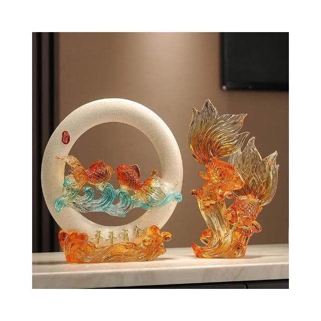 年年有餘招財魚擺件玄關辦公室客廳酒櫃電視櫃裝飾品搬家喬遷禮物