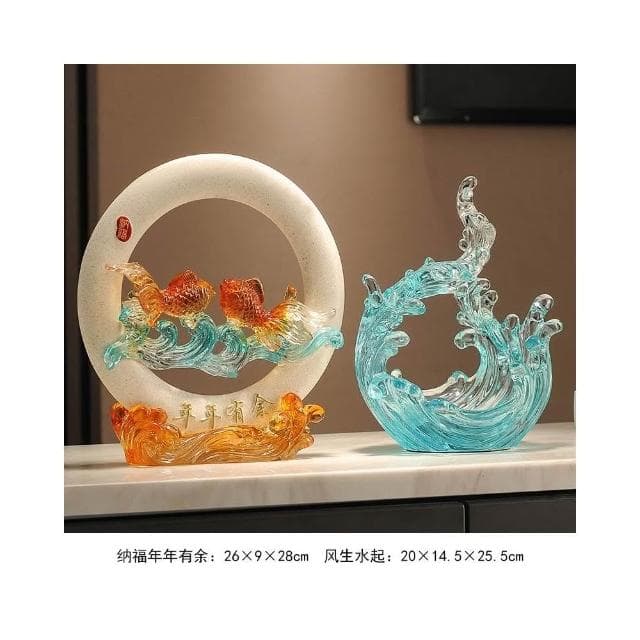 年年有餘招財魚擺件玄關辦公室客廳酒櫃電視櫃裝飾品搬家喬遷禮物