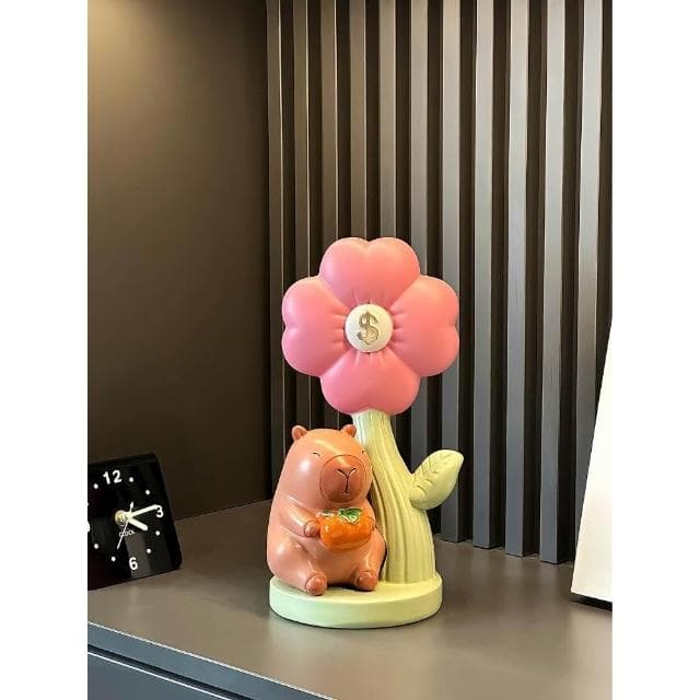 創意卡皮巴拉有錢花擺件招財辦公室喬遷開業大吉禮物高檔裝飾禮品