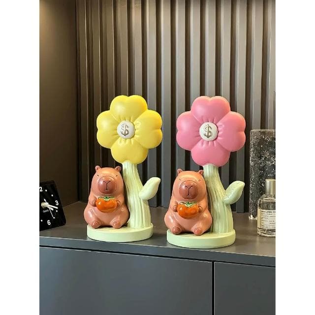 創意卡皮巴拉有錢花擺件招財辦公室喬遷開業大吉禮物高檔裝飾禮品