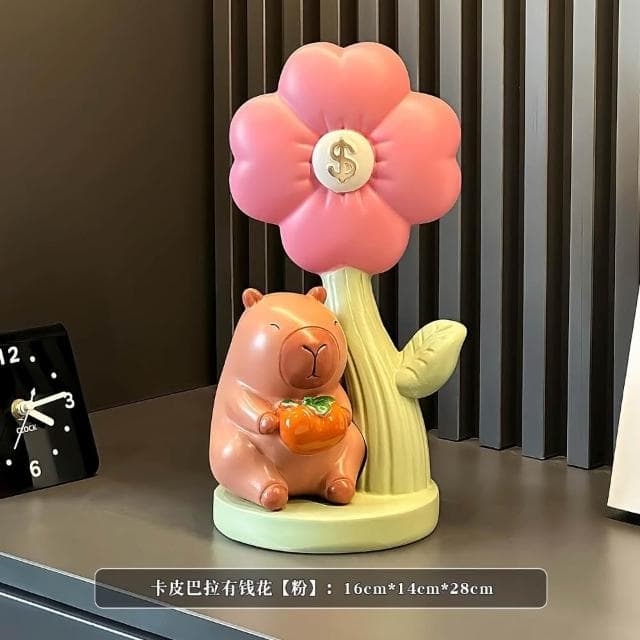 創意卡皮巴拉有錢花擺件招財辦公室喬遷開業大吉禮物高檔裝飾禮品