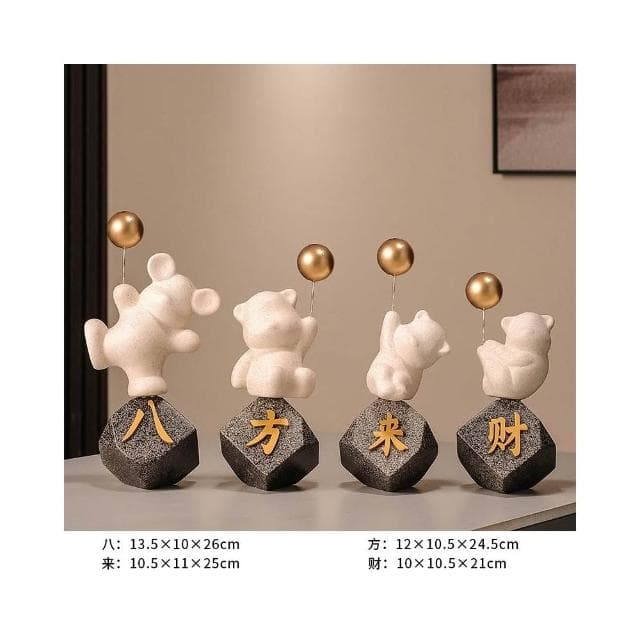 八方來財招財小熊擺件辦公室玄關客廳酒櫃裝飾品喬遷之喜開業賀禮