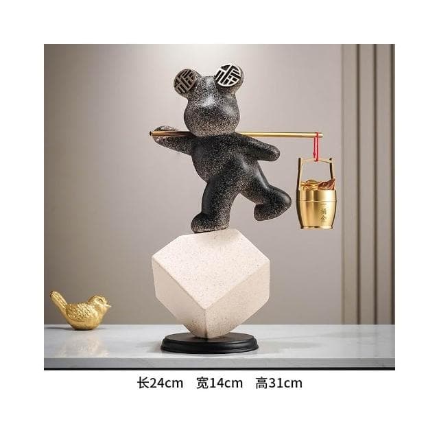 招財進寶熊一桶金擺件玄關客廳電視櫃裝飾辦公室開業喬遷新居禮物