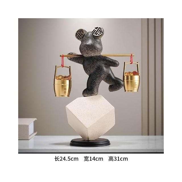 招財進寶熊一桶金擺件玄關客廳電視櫃裝飾辦公室開業喬遷新居禮物