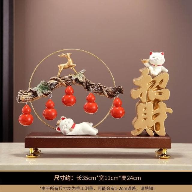 擺件櫃子客廳高級感暖居創意家居新中式招財貓電視櫃喬遷新居禮品