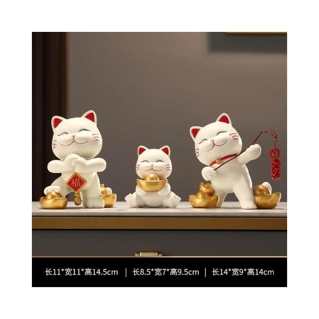 招財貓一家三四五口的擺件輕奢客廳電視櫃酒櫃玄關裝飾品喬遷禮物