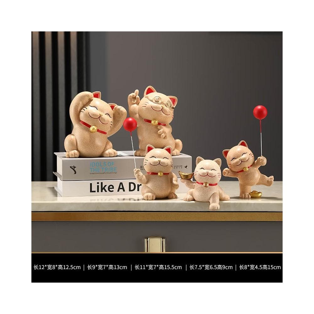 招財貓一家三四五口的擺件輕奢客廳電視櫃酒櫃玄關裝飾品喬遷禮物