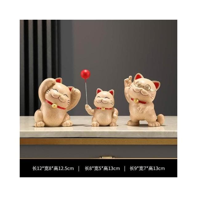 招財貓一家三四五口的擺件輕奢客廳電視櫃酒櫃玄關裝飾品喬遷禮物