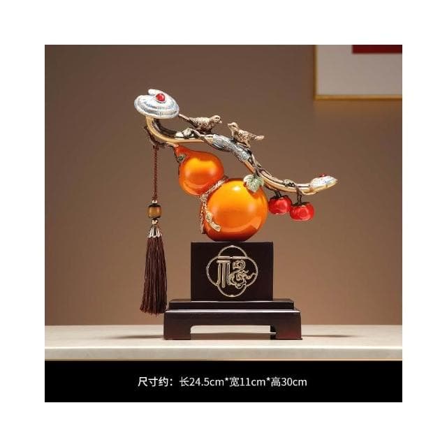 柿柿如意葫蘆聚寶盆擺件客廳招財聚財喬遷新居搬家禮物裝飾