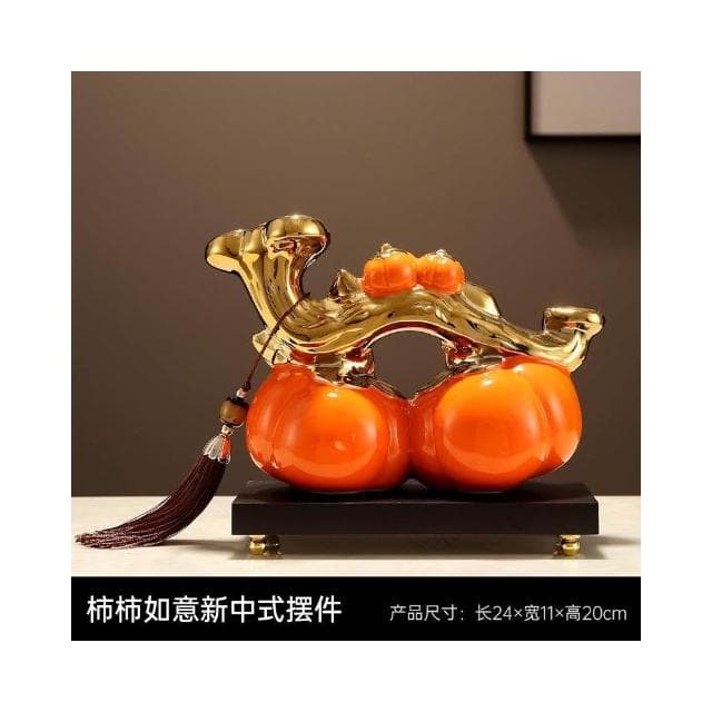柿柿如意葫蘆聚寶盆擺件客廳招財聚財喬遷新居搬家禮物裝飾