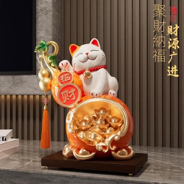 葫蘆招財貓擺件客廳玄關酒櫃電視櫃裝飾品開業大吉喬遷禮物