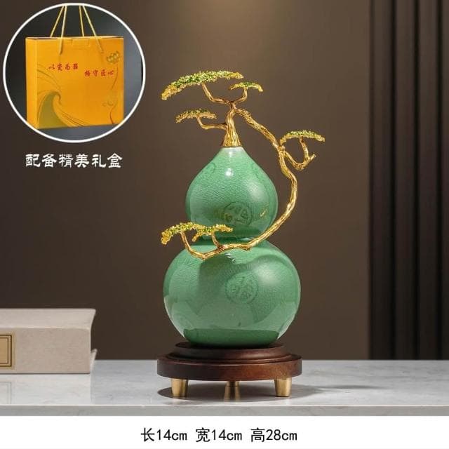 琺瑯彩蘭花葫蘆擺件高檔客廳酒櫃辦公室裝飾品喬遷新居禮品
