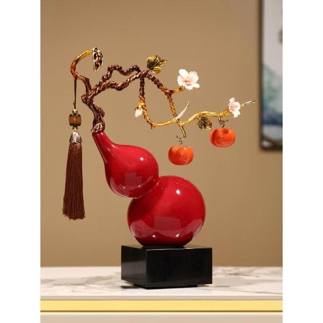 喜柿連連陶瓷葫蘆擺件新中式高檔客廳電視酒櫃裝飾喬遷搬新家禮物