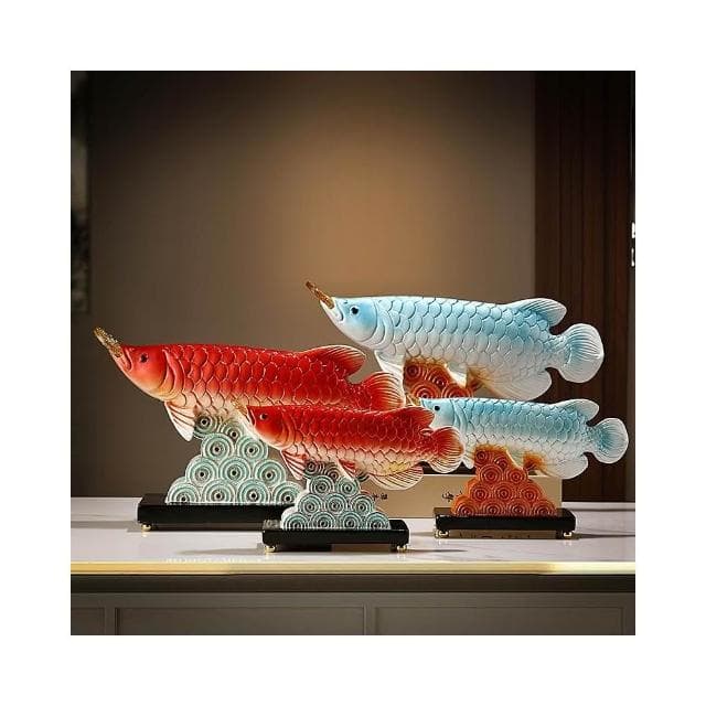 新中式年年有餘招財金龍魚擺件客廳酒櫃玄關辦公桌面喬遷開業禮物