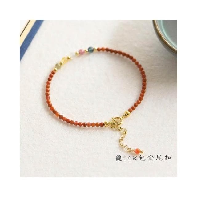 【開運堂】🔥現貨🔥 3MM南紅碧璽 天然南紅瑪瑙本命年轉運手鍊女極細柿子紅碧璽手串 開運堂