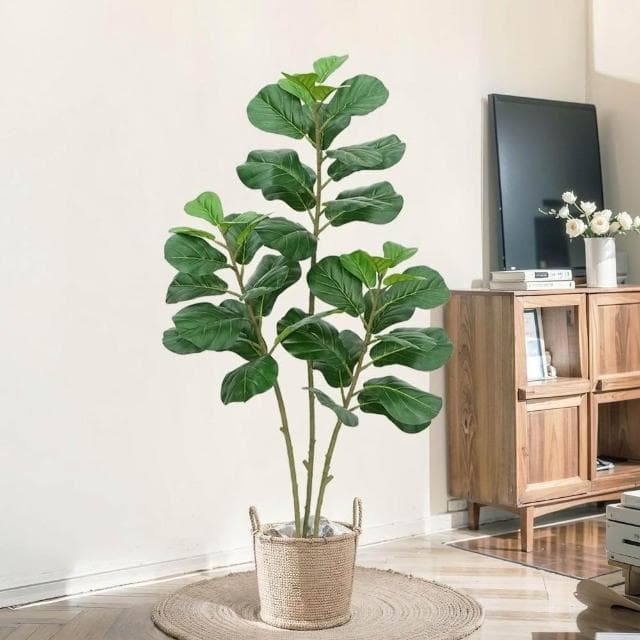 🌿仿真植物🌿仿真琴葉榕 落地假盆栽 室內大型仿生綠植擺件 客廳輕奢裝飾花 假樹 客廳裝飾品