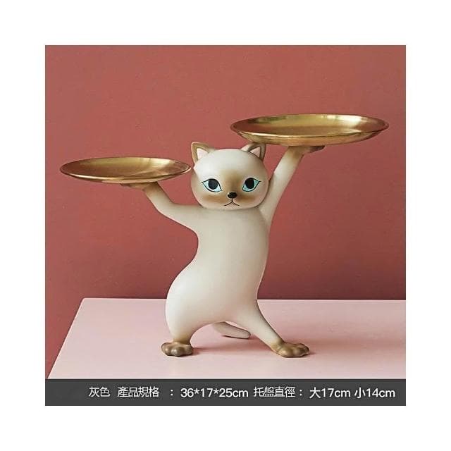 妖嬈貓擺件 貓咪托盤 沙雕貓 玄關擺件 貓咪擺飾 零食盤 鑰匙收納架 生日禮物 交換禮物 喬遷禮物