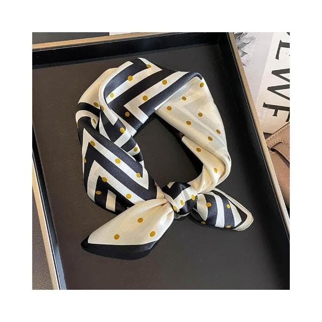 梵花 絲綢桑蠶絲絲巾簡約黑白條紋真絲圍巾女小方巾領巾披肩