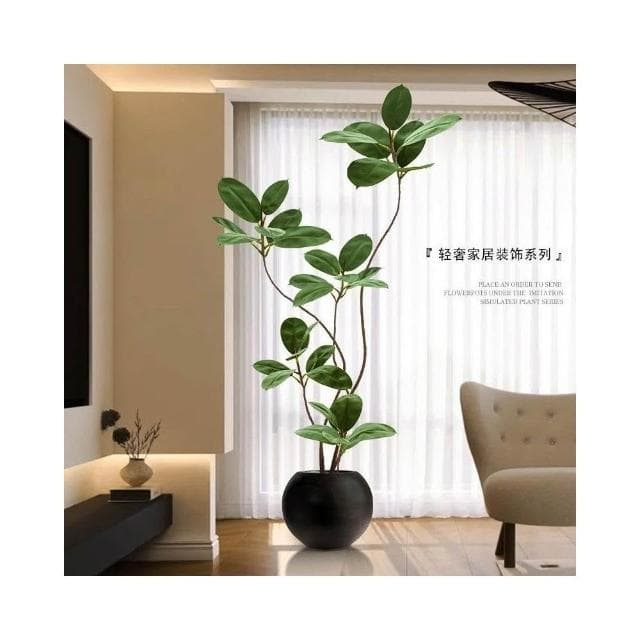 合枋傢俱 橡皮樹仿真綠植客廳落地擺件室內大型仿生盆栽假植物裝飾樹仿真花