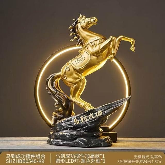 新中式馬到成功擺件 博古架擺件 輕奢客廳酒櫃裝飾品 家居桌面擺飾 辦公室書櫃裝飾 喬遷開業禮物